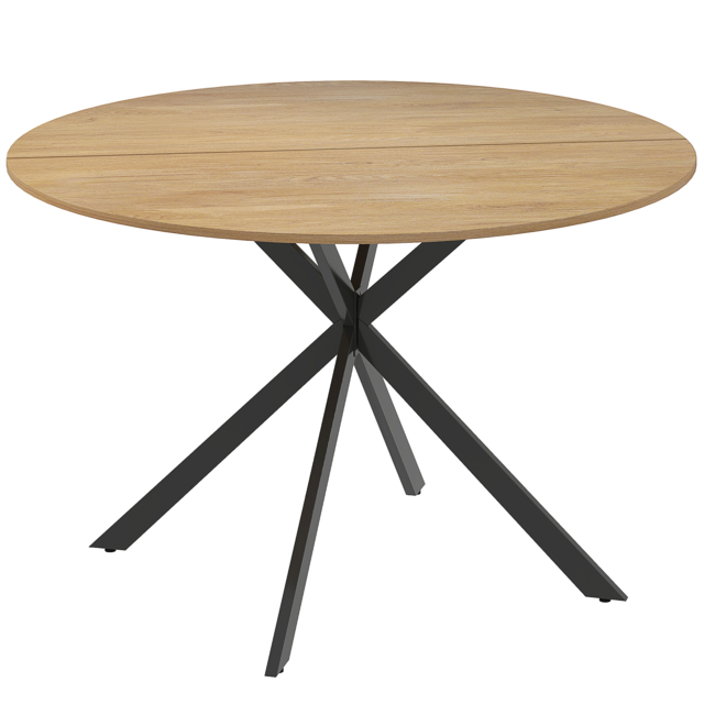 HOMCOM Dining Table for 4, 120 cm Industrial Kitchen Table with Wood Effect Tabletop and Steel Legs, Oak - image 1