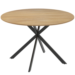HOMCOM Dining Table for 4, 120 cm Industrial Kitchen Table with Wood Effect Tabletop and Steel Legs, Oak - thumbnail 1