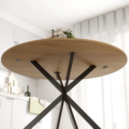 HOMCOM Dining Table for 4, 120 cm Industrial Kitchen Table with Wood Effect Tabletop and Steel Legs, Oak - thumbnail 9