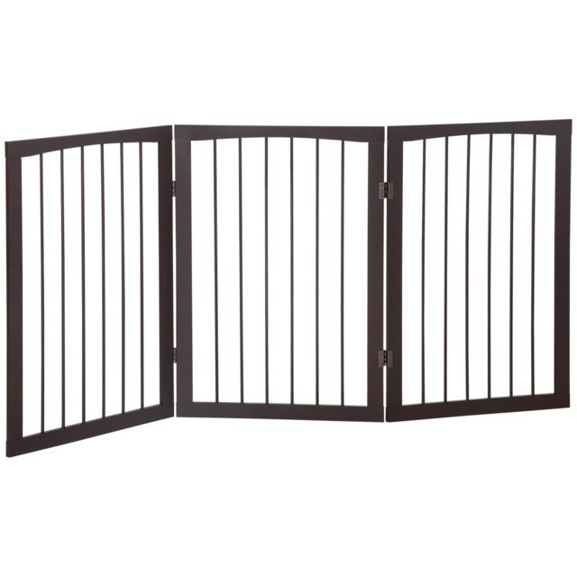 PawHut Folding 3 Panel Pet Gate Wooden Foldable Dog Fence Indoor Free Standing Safety Gate Portable Separation Pet Barrier Guard - Aosom UK - image 1