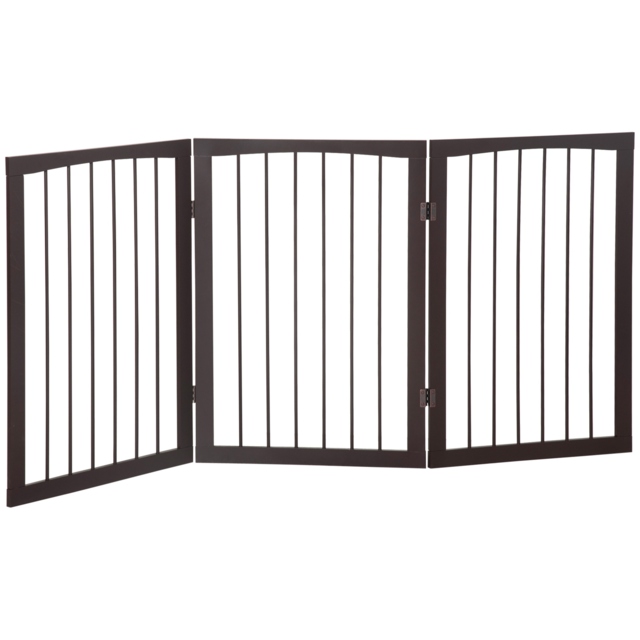 PawHut Folding 3 Panel Pet Gate Wooden Foldable Dog Fence Indoor Free Standing Safety Gate Portable Separation Pet Barrier Guard - Aosom UK - image 1