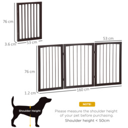 PawHut Folding 3 Panel Pet Gate Wooden Foldable Dog Fence Indoor Free Standing Safety Gate Portable Separation Pet Barrier Guard - Aosom UK - thumbnail 3