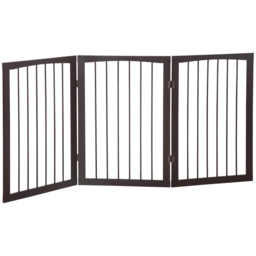 PawHut Folding 3 Panel Pet Gate Wooden Foldable Dog Fence Indoor Free Standing Safety Gate Portable Separation Pet Barrier Guard - Aosom UK - thumbnail 1