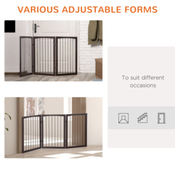 PawHut Folding 3 Panel Pet Gate Wooden Foldable Dog Fence Indoor Free Standing Safety Gate Portable Separation Pet Barrier Guard - Aosom UK - thumbnail 4