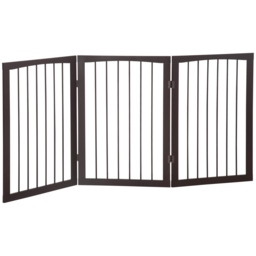 PawHut Folding 3 Panel Pet Gate Wooden Foldable Dog Fence Indoor Free Standing Safety Gate Portable Separation Pet Barrier Guard - Aosom UK