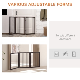 PawHut Folding 3 Panel Pet Gate Wooden Foldable Dog Fence Indoor Free Standing Safety Gate Portable Separation Pet Barrier Guard - Aosom UK - thumbnail 4