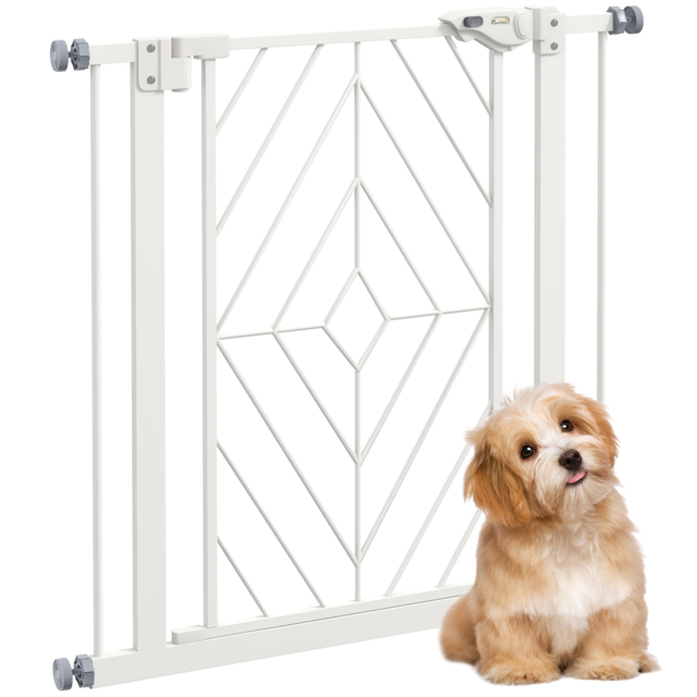 PawHut Pressure Fit Stair Gate, Dog Gate, with Auto Closing Door, Double Locking, Easy Installation, Openings 74-80cm - White - Aosom UK - image 1