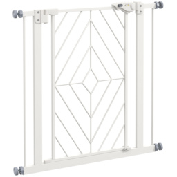 PawHut Pressure Fit Stair Gate, Dog Gate, with Auto Closing Door, Double Locking, Easy Installation, Openings 74-80cm - White - Aosom UK