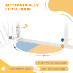 PawHut Pressure Fit Stair Gate, Dog Gate, with Auto Closing Door, Double Locking, Easy Installation, Openings 74-80cm - White - Aosom UK - thumbnail 6