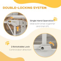 PawHut Pressure Fit Stair Gate, Dog Gate, with Auto Closing Door, Double Locking, Easy Installation, Openings 74-80cm - White - Aosom UK - thumbnail 5