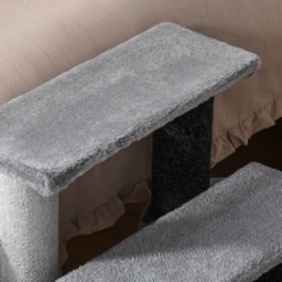 PawHut 3-step Pet Stairs with Scratching Posts, Platforms, Toy Ball, Grey - Aosom UK - thumbnail 9
