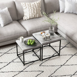 HOMCOM Coffee Table Set of 2, Nest of Tables with 3.5cm Thick Tabletop, Grey - thumbnail 8