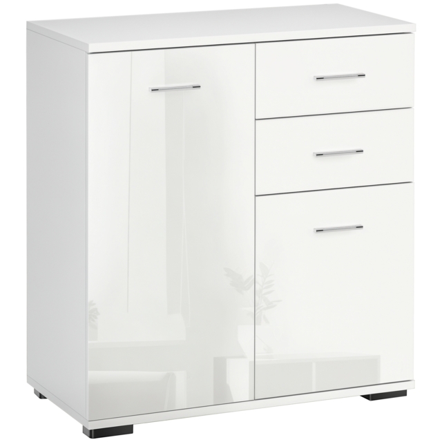 HOMCOM Modern Sideboard, High Gloss, Living room sideboard, 71x35x76 cm, Ample Storage Space, White - Aosom UK - image 1