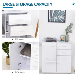 HOMCOM Modern Sideboard, High Gloss, Living room sideboard, 71x35x76 cm, Ample Storage Space, White - Aosom UK - thumbnail 7