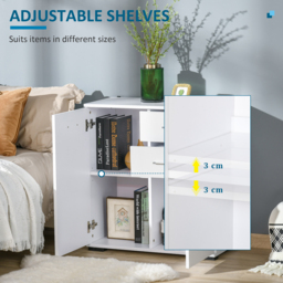 HOMCOM Modern Sideboard, High Gloss, Living room sideboard, 71x35x76 cm, Ample Storage Space, White - Aosom UK - thumbnail 6