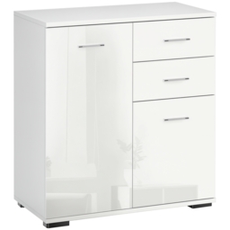 HOMCOM Modern Sideboard, High Gloss, Living room sideboard, 71x35x76 cm, Ample Storage Space, White - Aosom UK - thumbnail 1