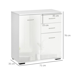 HOMCOM Modern Sideboard, High Gloss, Living room sideboard, 71x35x76 cm, Ample Storage Space, White - Aosom UK - thumbnail 3