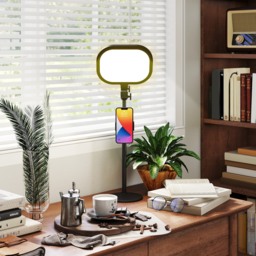 HOMCOM Selfie Light for Video Conference Lighting, Dimmable Desk Lamp with Stand Phone Holder, 5 Colour Modes & 10 Brightness Levels, Memory Function for Home Office, Recording, Video Calls, Black - thumbnail 9