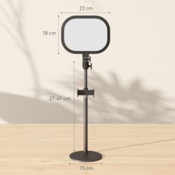 HOMCOM Selfie Light for Video Conference Lighting, Dimmable Desk Lamp with Stand Phone Holder, 5 Colour Modes & 10 Brightness Levels, Memory Function for Home Office, Recording, Video Calls, Black - thumbnail 3