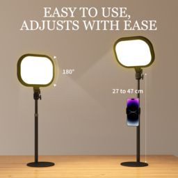 HOMCOM Selfie Light for Video Conference Lighting, Dimmable Desk Lamp with Stand Phone Holder, 5 Colour Modes & 10 Brightness Levels, Memory Function for Home Office, Recording, Video Calls, Black - thumbnail 7