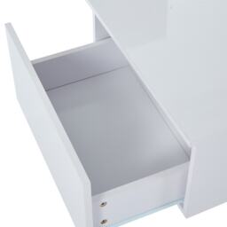 Modern Coffee Table with 2 Storage Drawers, High Gloss Finish, Customisable LED Lights, Ideal for Living Room, 100L x 50W x 35H cm, White - Aosom UK - thumbnail 9