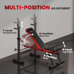 SPORTNOW Adjustable Weight Bench with Squat Rack and Dip Stand - thumbnail 6