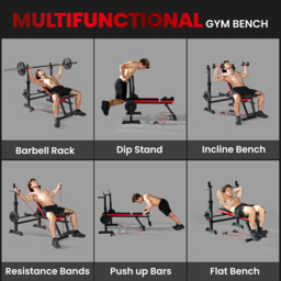 SPORTNOW Adjustable Weight Bench with Squat Rack and Dip Stand - thumbnail 4