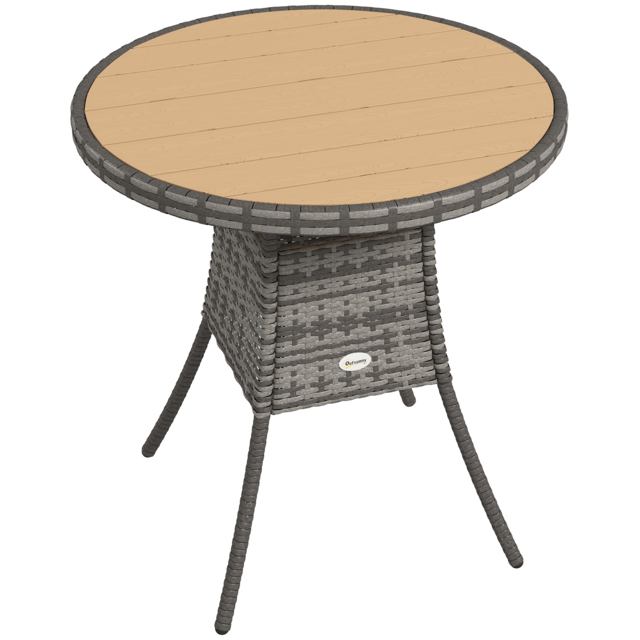Outsunny 70 cm Wood-Effect Rattan Garden Table - Natural Wood Finish - image 1