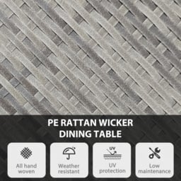 Outsunny 70 cm Wood-Effect Rattan Garden Table - Natural Wood Finish - thumbnail 4