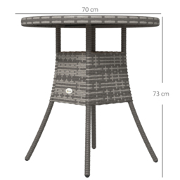 Outsunny 70 cm Wood-Effect Rattan Garden Table - Natural Wood Finish - thumbnail 3