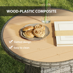 Outsunny 70 cm Wood-Effect Rattan Garden Table - Natural Wood Finish - thumbnail 5
