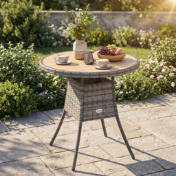 Outsunny 70 cm Wood-Effect Rattan Garden Table - Natural Wood Finish - thumbnail 7