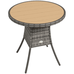 Outsunny 70 cm Wood-Effect Rattan Garden Table - Natural Wood Finish - thumbnail 1