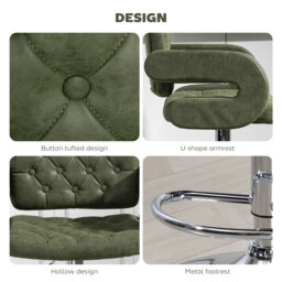 HOMCOM PU Leather Upholstered Swivel Bar Stool, Height Adjustable with Back, Armrest, Footrest, Green - thumbnail 7