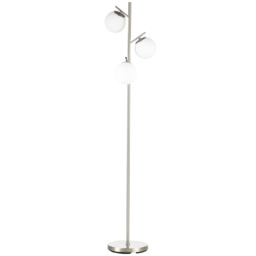 HOMCOM 3-Light Tree Floor Lamps for Living Room, Modern Standing Lamp for Bedroom with Globe Lampshade, Steel Base, (Bulb not Included), Silver - thumbnail 1