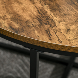 HOMCOM Coffee Table, Industrial Round Side Table with Metal Frame, Large Tabletop for Living Room, Bedroom, Rustic Brown - Aosom UK - thumbnail 8