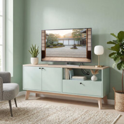 HOMCOM TV Stand Cabinet for Television up to 36 Inch, Modern TV Unit with 2 Doors, Entertainment Center with Adjustable Shelf - thumbnail 2