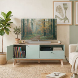HOMCOM TV Stand Cabinet for Television up to 36 Inch, Modern TV Unit with 2 Doors, Entertainment Center with Adjustable Shelf - thumbnail 9