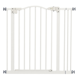 PawHut Metal 74-87cm Adjustable Pet Gate Safety Barrier w/ Auto-Close Door White - Aosom UK