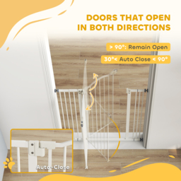 PawHut Metal 74-87cm Adjustable Pet Gate Safety Barrier w/ Auto-Close Door White - Aosom UK - thumbnail 5