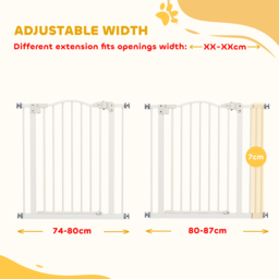 PawHut Metal 74-87cm Adjustable Pet Gate Safety Barrier w/ Auto-Close Door White - Aosom UK - thumbnail 4