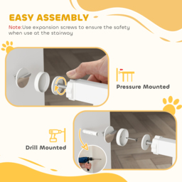 PawHut Metal 74-87cm Adjustable Pet Gate Safety Barrier w/ Auto-Close Door White - Aosom UK - thumbnail 7