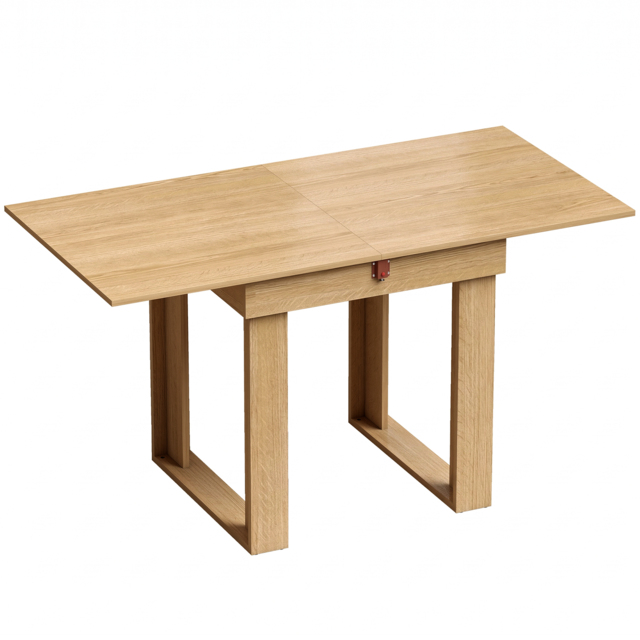 HOMCOM Folding Dining Table Under-Table Storage Extendable Kitchen Table Steel Rail Oak Effect - image 1