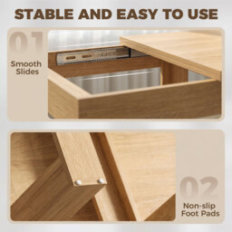HOMCOM Folding Dining Table Under-Table Storage Extendable Kitchen Table Steel Rail Oak Effect - thumbnail 6