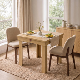 HOMCOM Folding Dining Table Under-Table Storage Extendable Kitchen Table Steel Rail Oak Effect - thumbnail 8