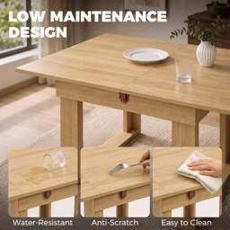 HOMCOM Folding Dining Table Under-Table Storage Extendable Kitchen Table Steel Rail Oak Effect - thumbnail 7