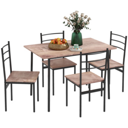 HOMCOM 4 Seater Modern Dining Set, Dining Table and Chairs Set with Steel Frame Table and 4 Chairs, Compact Size for Space Saving, Black - Aosom UK
