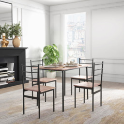 HOMCOM 4 Seater Modern Dining Set, Dining Table and Chairs Set with Steel Frame Table and 4 Chairs, Compact Size for Space Saving, Black - Aosom UK - thumbnail 7