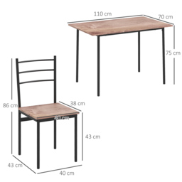 HOMCOM 4 Seater Modern Dining Set, Dining Table and Chairs Set with Steel Frame Table and 4 Chairs, Compact Size for Space Saving, Black - Aosom UK - thumbnail 3