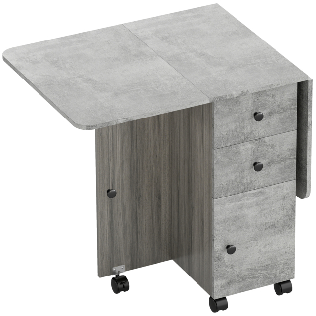 HOMCOM Foldable Dining Table, Drop Leaf Table with Drawers and Storage Cabinet - image 1